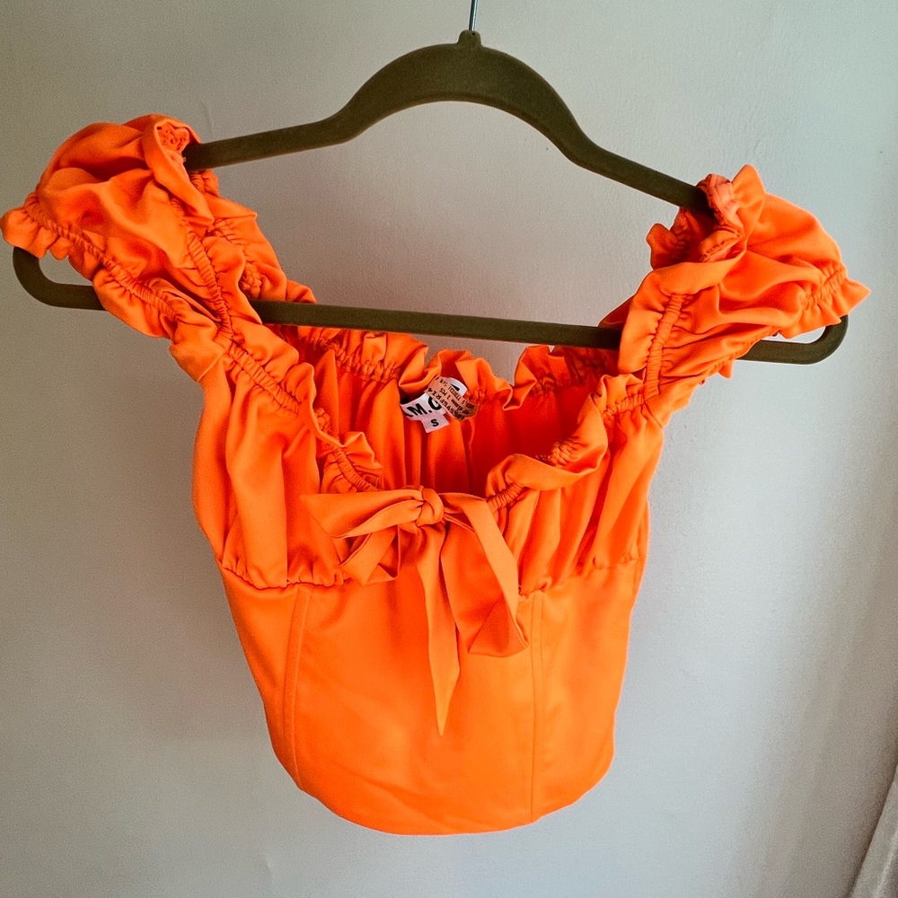 I Am Gia Naomi Corset Top in Neon Orange
